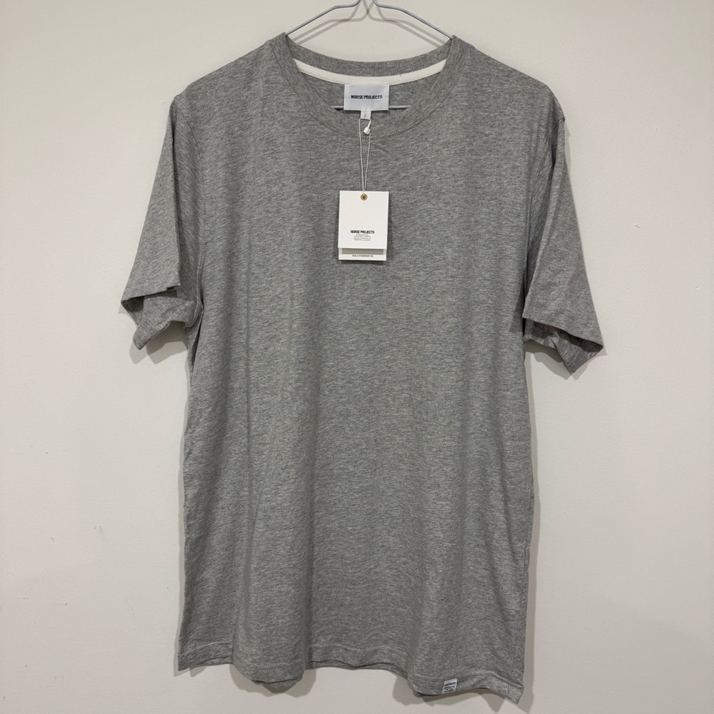 Norse Projects Mens Niels Short Sleeve T-shirt Size L Grey NWT